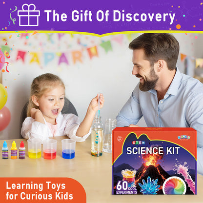 Kids Science Kit 60 Experiments STEM Educational Toy Set with Real Lab Tools for Boys & Girls Ages 6 7 8 9 10 11 12