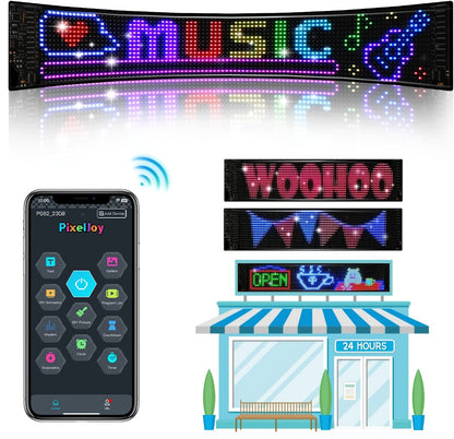 Programmable LED Sign Large Flexible Matrix Panel, App-Controlled Text & Animation, Music Rhythm Display