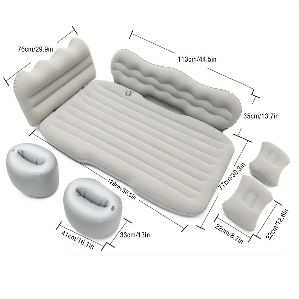 Car Inflatable Mattress for SUV & Sedan – Thickened Back Seat Sleeping Pad with Air Pump & 2 Pillows, Rear Trunk Camping Bed for Road Trips