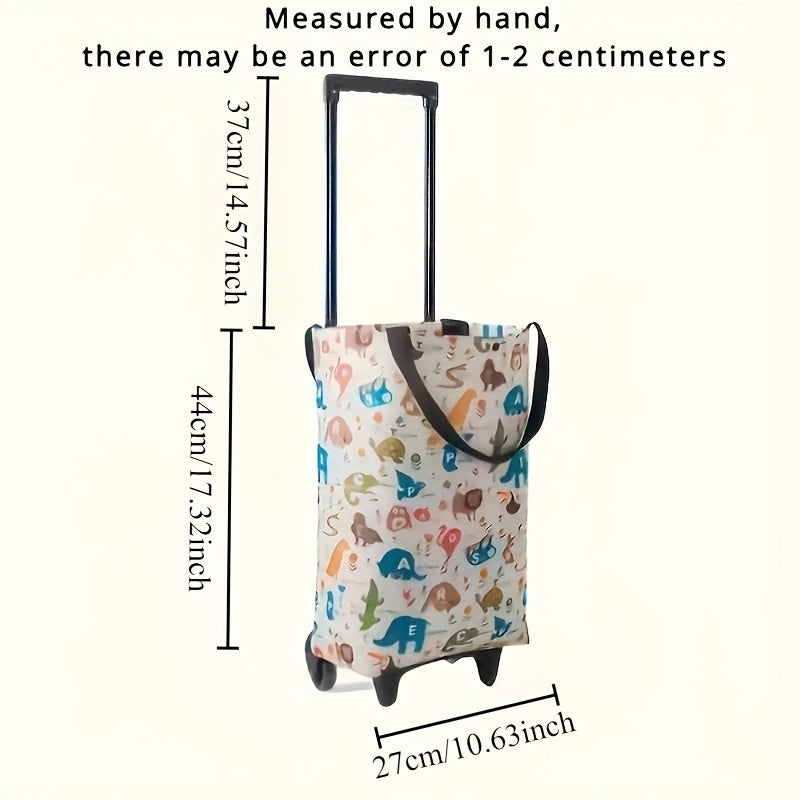 Folding Shopping Cart 2-in-1 Oxford Large Capacity Portable Tote Bag Reusable Grocery Bag on Wheels for Camping Business Delivery Market