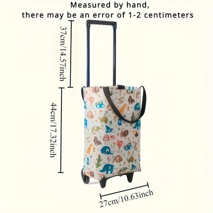Folding Shopping Cart 2-in-1 Oxford Large Capacity Portable Tote Bag Reusable Grocery Bag on Wheels for Camping Business Delivery Market