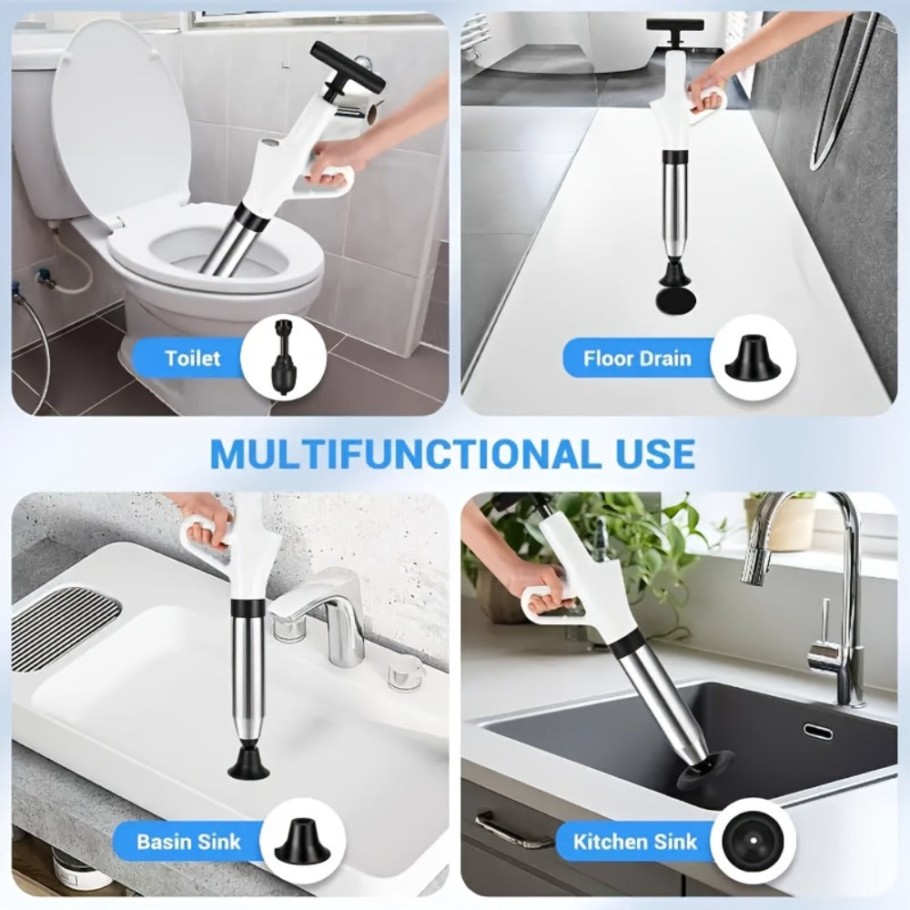 Drainage Spray Gun with Adjustable Pressure – Air Plunger Tool for Unclogging Toilets Sinks & Floor Drains