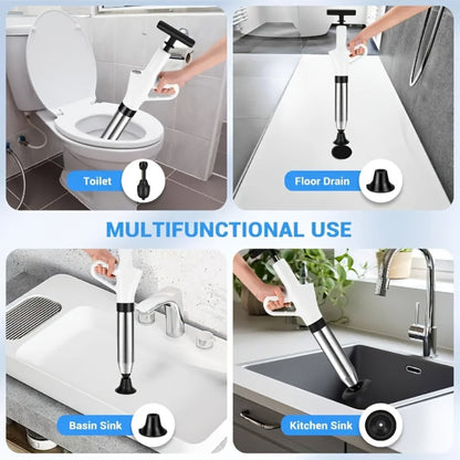Drainage Spray Gun with Adjustable Pressure – Air Plunger Tool for Unclogging Toilets Sinks & Floor Drains