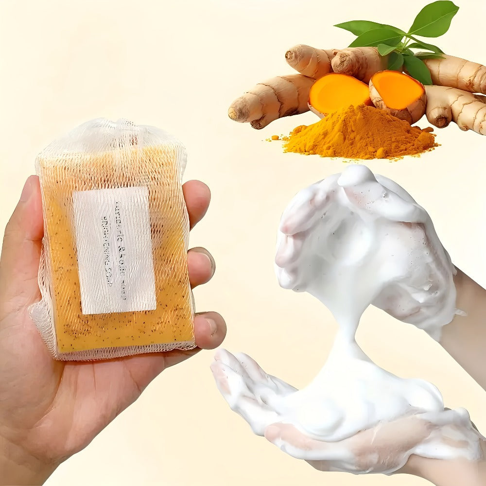 Turmeric Kojic Acid Brightening Soap Handmade Lemon Cold Process Deep Cleansing Hydrating Bar for Face & Body All Skin Types