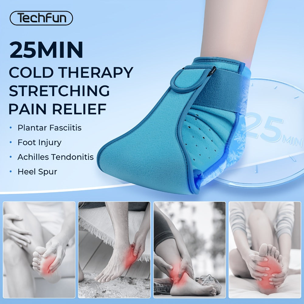Plantar Fasciitis Night Splint with Detachable Gel Ice Pack, Breathable Foot Drop Brace for Heel Pain