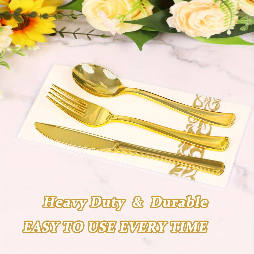 Disposable Plastic Cutlery Set 60pcs Gold & Silver for Entryways, Bedrooms and Living Spaces