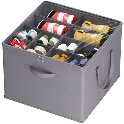 Shoe Storage Organizer with Clear Cover – Foldable Shoe Box for Closet, Fits 12-16 Pairs, Reinforced Handles, Dust-Proof Non-Woven Fabric