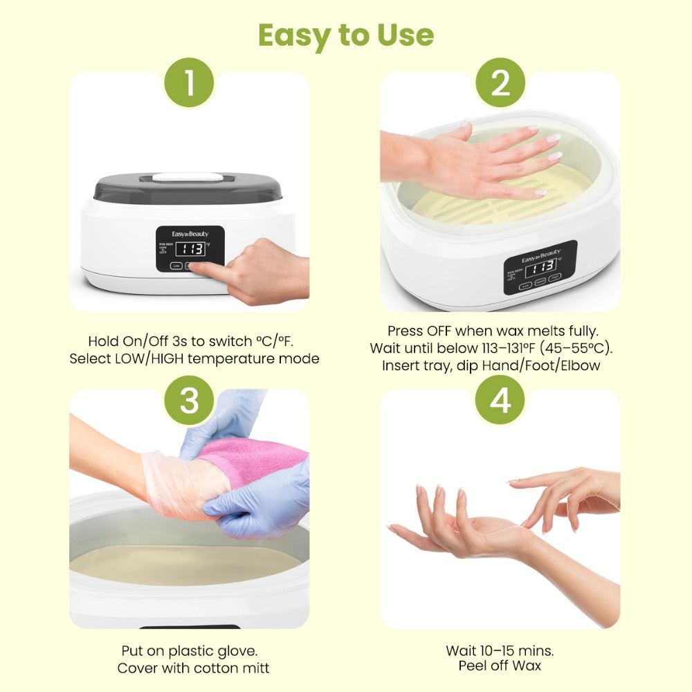 Paraffin Wax Warmer Kit 3000ml Touchscreen for Hands & Feet – Includes 6 Packs Refill Wax, Hot Wax Spa Bath for Arthritis Pain Relief & Deep