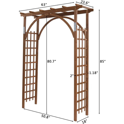 Teak Wood Pergola Arbor 85" Wedding Arch Garden Climbing Trellis for Garden, Patio and Yard Use