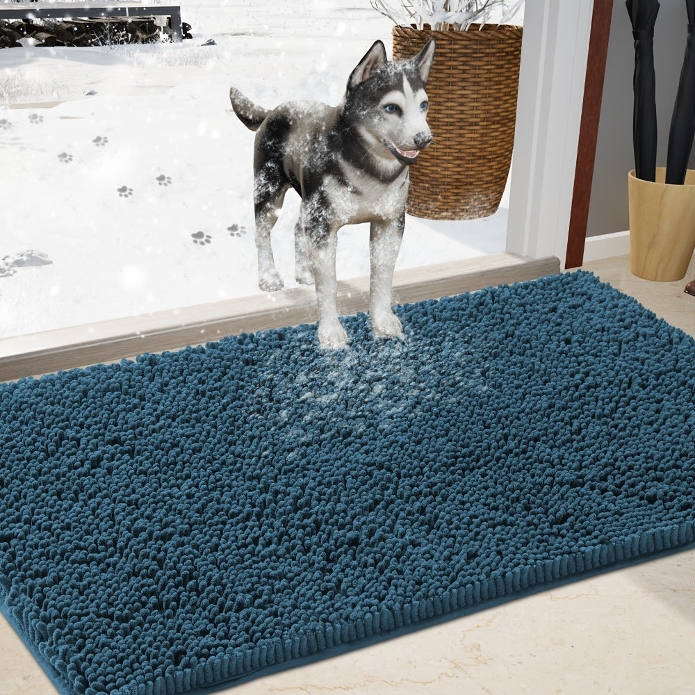 Chenille Doormat Absorbent Non-Slip Washable Indoor Outdoor Mat – Soft Shaggy Entryway Rug for Muddy Paws
