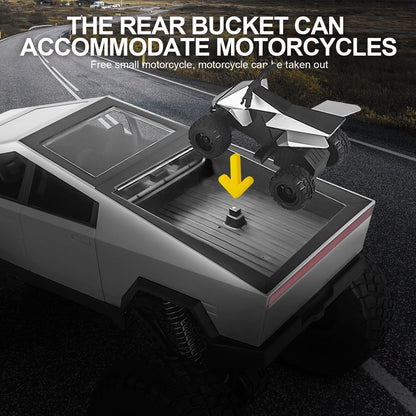 Giant 18 Inch RC Monster Truck with Free Bonus Mini RC Motorcycle, 4WD Powerful Climbing Shockproof Remote Control Pickup Truck