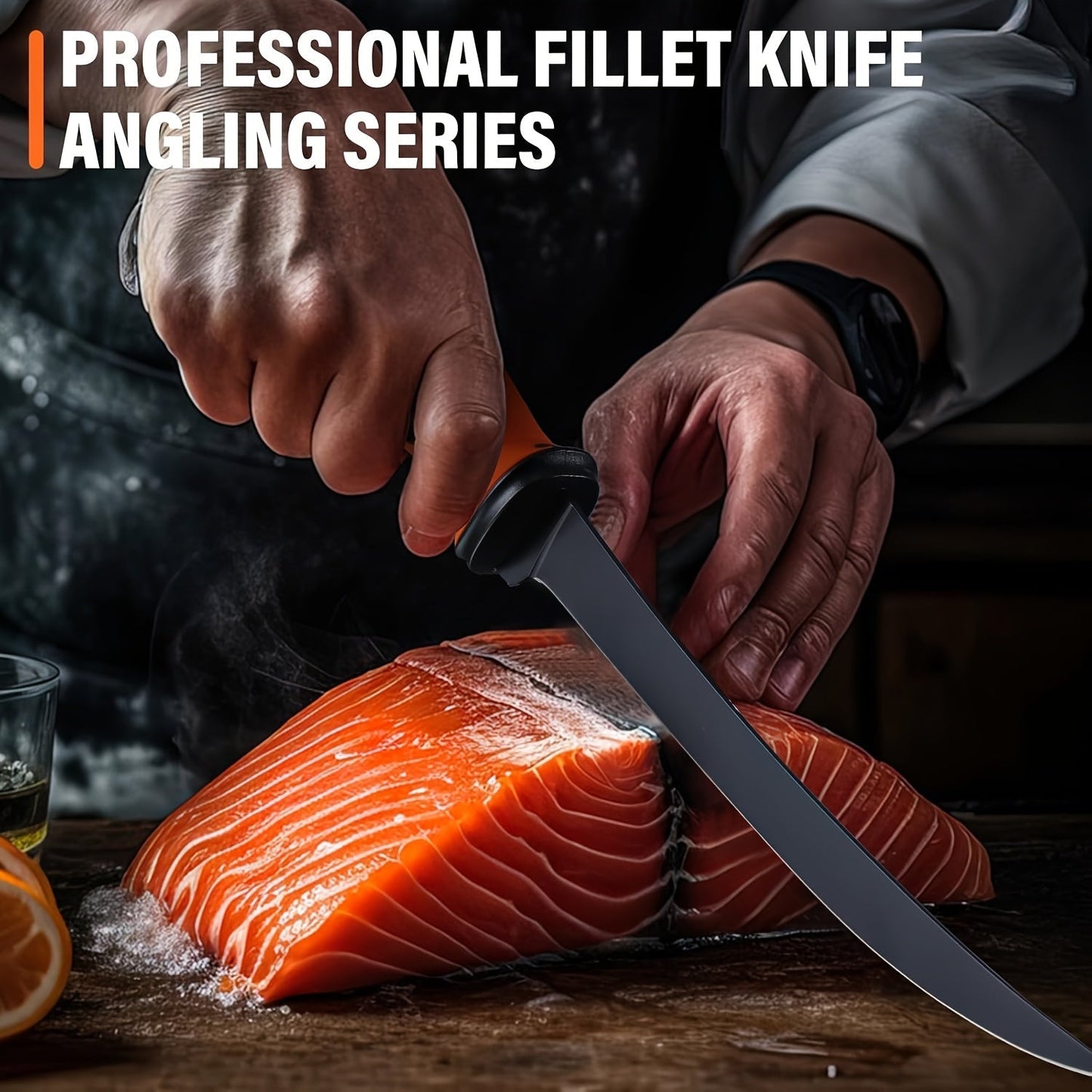 Fillet Knife Set 4-Piece – 5Cr15MoV Stainless Steel Fishing Fillet Knives (5", 6", 7", 9"), Non-Slip Rubber Handle, Serrated Bait Knife