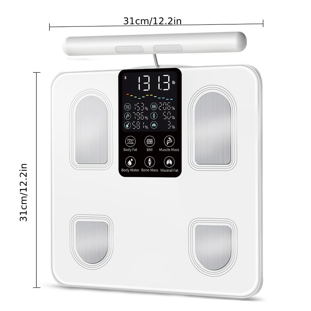 Smart Body Fat Scale with Handle, 8-Electrode Full Body Composition Analyzer, BMI Mass Monitor