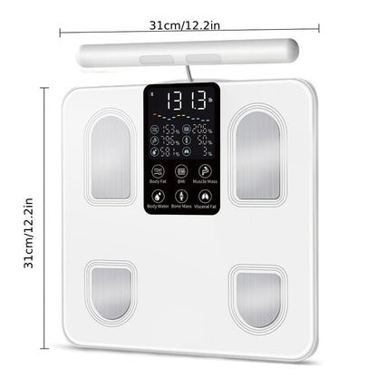 Smart Body Fat Scale with Handle, 8-Electrode Full Body Composition Analyzer, BMI Mass Monitor