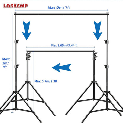 Telescoping Photography Backdrop Stand with LM-2020 and LM-2630c Size Options for 79 x 79 or 118 x 102-Inch Frames