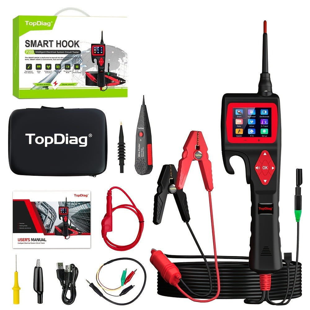 Automotive Circuit Tester Topdiag P200 Pro 9-30V Oscilloscope Multimeter Relay Fuel Injector for Entryways, Bedrooms and Living Spaces