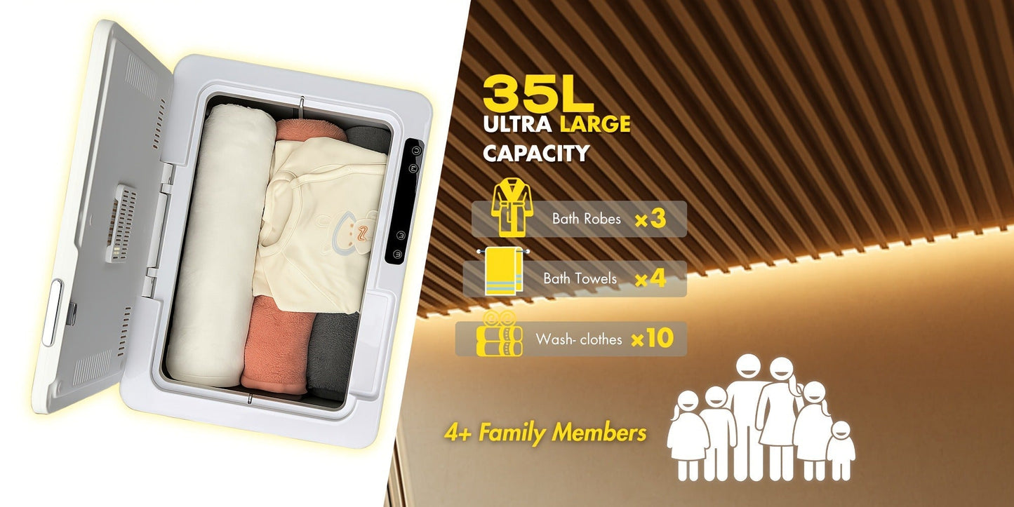 Electric Towel Warmer 35L Large Capacity Foldable Blanket Warmer with Timer & Drying Mode, Fast Heating