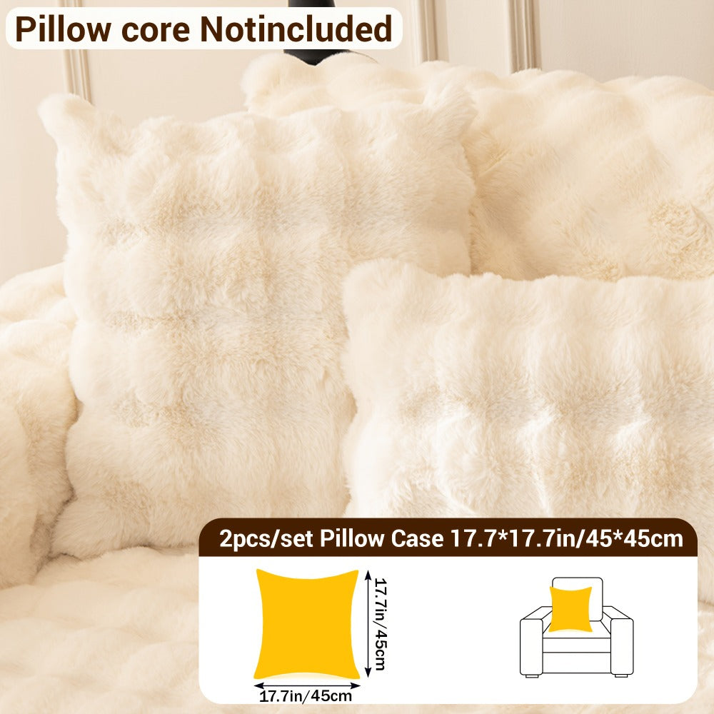 Sofa Cover Bubble Faux Rabbit Fur Panels with Silicone-Dot Backing for Seat, Armrest or Backrest