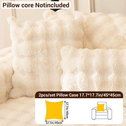 Sofa Cover Bubble Faux Rabbit Fur Panels with Silicone-Dot Backing for Seat, Armrest or Backrest