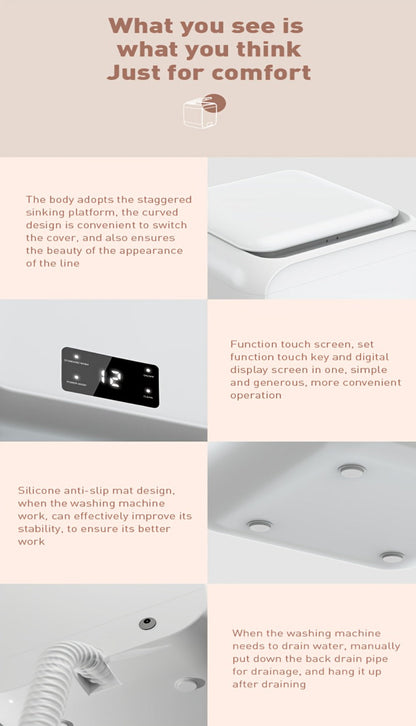 Mini Washing Machine Pure Copper Motor High Torque 4 Washing Modes Portable Washer for Entryways, Bedrooms and Living Spaces