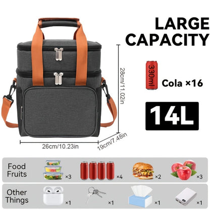 Insulated Lunch Bag with Shoulder Strap – Double Layer Leakproof Cooler Tote for Women Men Work Office School Picnic Beach Outdoor