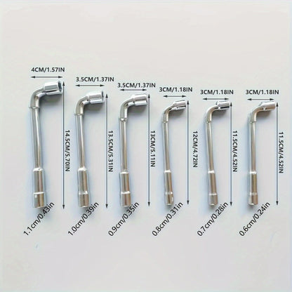 Hex Socket Wrench Set 6-Piece – L-Shaped Elbow, Mirror Perforated & Double-Head Pipe Wrench Combo Kit | Automotive, Plumbing