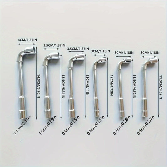 Hex Socket Wrench Set 6-Piece – L-Shaped Elbow, Mirror Perforated & Double-Head Pipe Wrench Combo Kit | Automotive, Plumbing