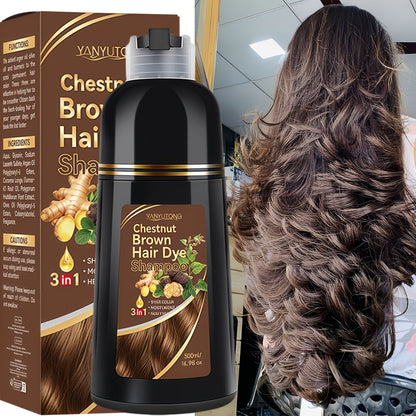 Ammonia-Free Herbal Hair Color Shampoo 3-in-1 Colors in 15 Minutes Lasts 30 Days – Semi Permanent Gray Coverage Moisturizing Cleansing Black