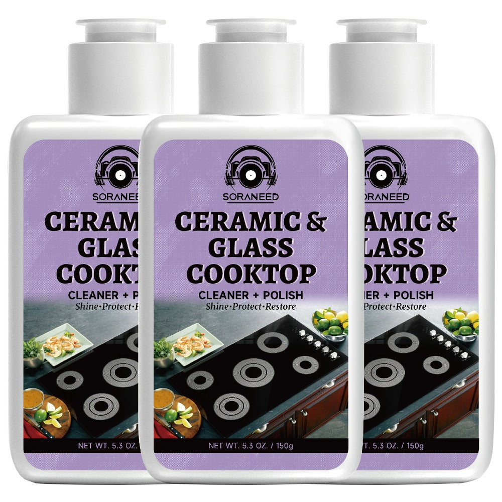 Ceramic Stovetop Cleaner Cream, Glass Stove Top Cleaning Paste, Removes Burnt-On Grease & Stains