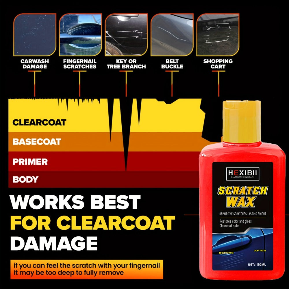 Car Scratch Remover Paste Kit – Clear Coat Scratch Eraser for Light Surface Marks & Swirl Marks, Car Paint Repair Paste | 150ml or 2-Bottle