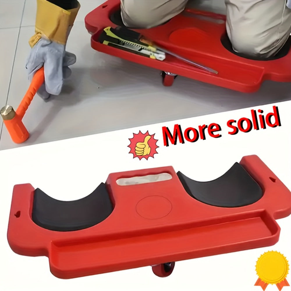 Rolling Knee Creeper Pad with Built-In Tool Tray – ABS High-Impact Frame, Cushioned Kneeling Pad for Car Repairs, Carpentry & Flooring