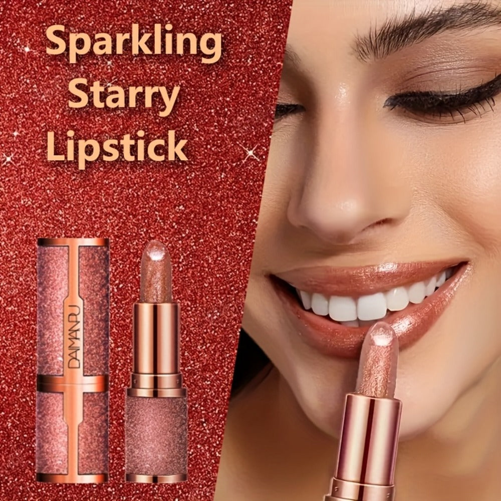 Shimmer Lipstick Set 2 Piece, Starry Sky High Gloss Waterproof Lip Color, Durable Glossy Shiny Lips Makeup for Women