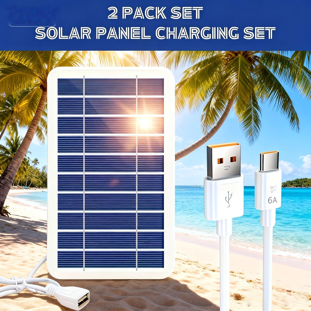 Solar Panel Phone Charger USB – Flexible Photovoltaic Outdoor Charging Panel with USB Cable, Portable Solar Power Generator for Camping, RV