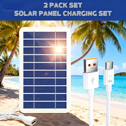 Solar Panel Phone Charger USB – Flexible Photovoltaic Outdoor Charging Panel with USB Cable, Portable Solar Power Generator for Camping, RV