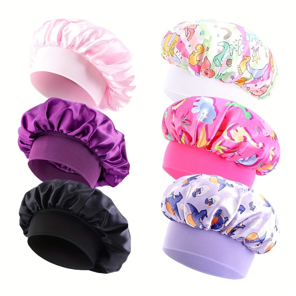 Shower Caps 6 Pack Unicorn Colorful Printed – Adjustable Elastic Reusable Waterproof Hair Cap Set for Women & Girls