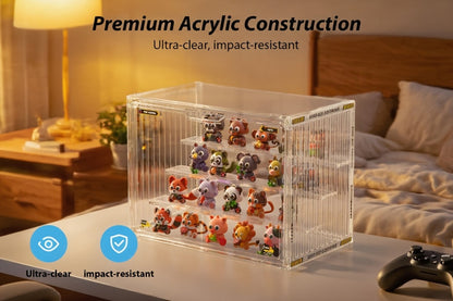 4-Tier Acrylic Figure Display Case with Magnetic Design – Clear Collector Showcase Box for Action Figures Dolls Funko Pop Anime Desktop