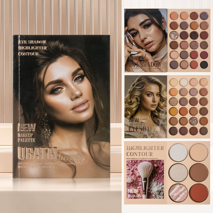 3-in-1 Eyeshadow Blush Highlighter Palette Loose Powder Book-Style Folding Compact Buildable, for Makeup, Travel and Everyday Vanity Use