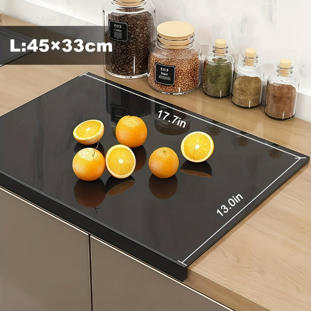 Cutting Board Acrylic Counter-Lip Surface in Black or Clear, Two Sizes and Standard or Thickened Options