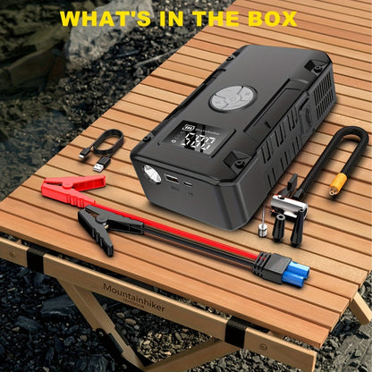 Jump Starter 10000A 7-in-1 with Air Pump – 150PSI Tire Inflator, Portable Battery Booster for Gas & Diesel, USB & USB-C Power Bank