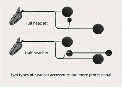 Motorcycle Helmet Bluetooth Intercom Headset – Wireless Real-Time 2-Rider Communication, Compatible with Full Face, 3/4 & Open Face Helmets