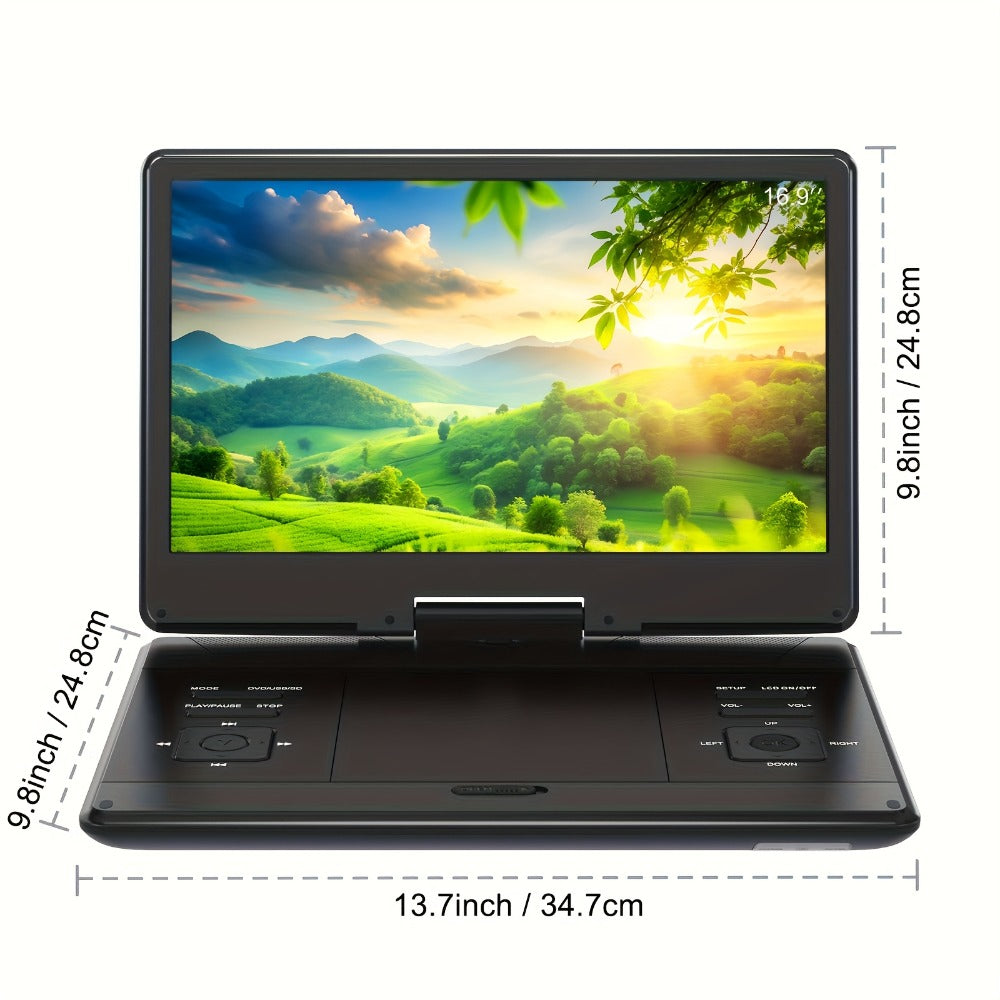Portable DVD Player 14.1 Inch HD Screen, AV IN/OUT Sync TV & Projector, 270° Rotating Screen, Region Free