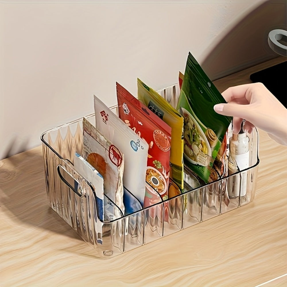 Seasoning Box Kitchen Organizer Transparent Detachable Rack with Adjustable Compartments for Countertop