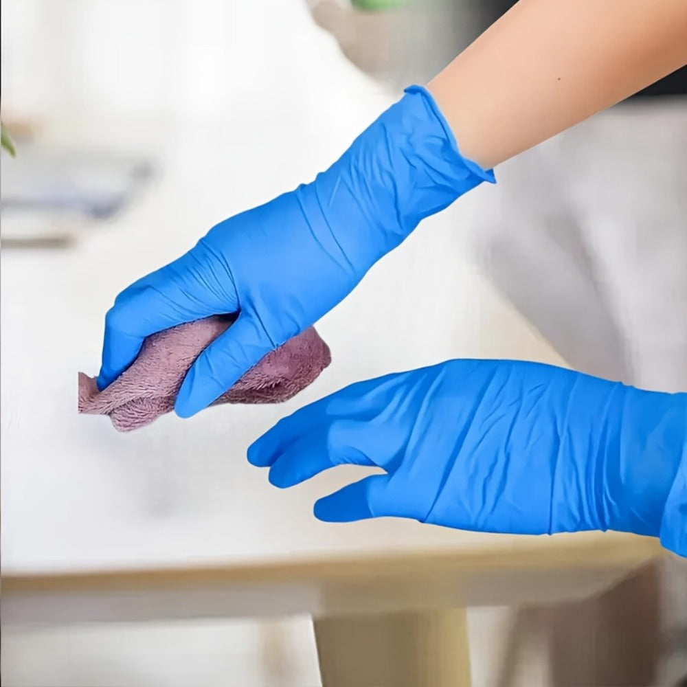Anti-Slip Nitrile Gloves Bulk 200/500/1000pcs, Disposable Latex-Free Gloves for Aquarium Cleaning Pet Care Food Handling, S M L Sizes
