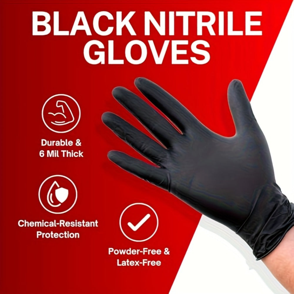 Nitrile Disposable Gloves 200 Count, Black Latex-Free Powder-Free Exam Gloves, Touchscreen Compatible