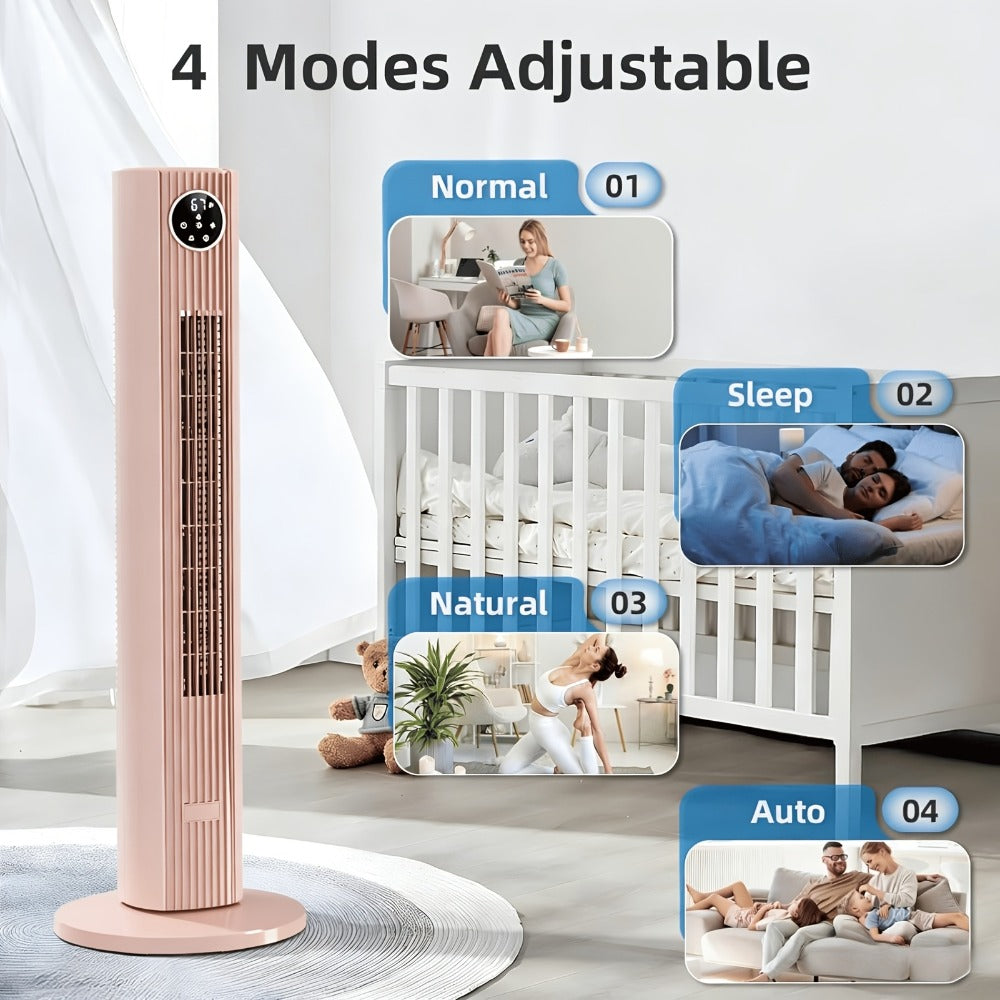Tower Fan 35-Inch Bladeless 85° Oscillating Standing Floor Fan 3-Speed Quiet Cooling with 12H Timer for Bedroom Office Living Room Home