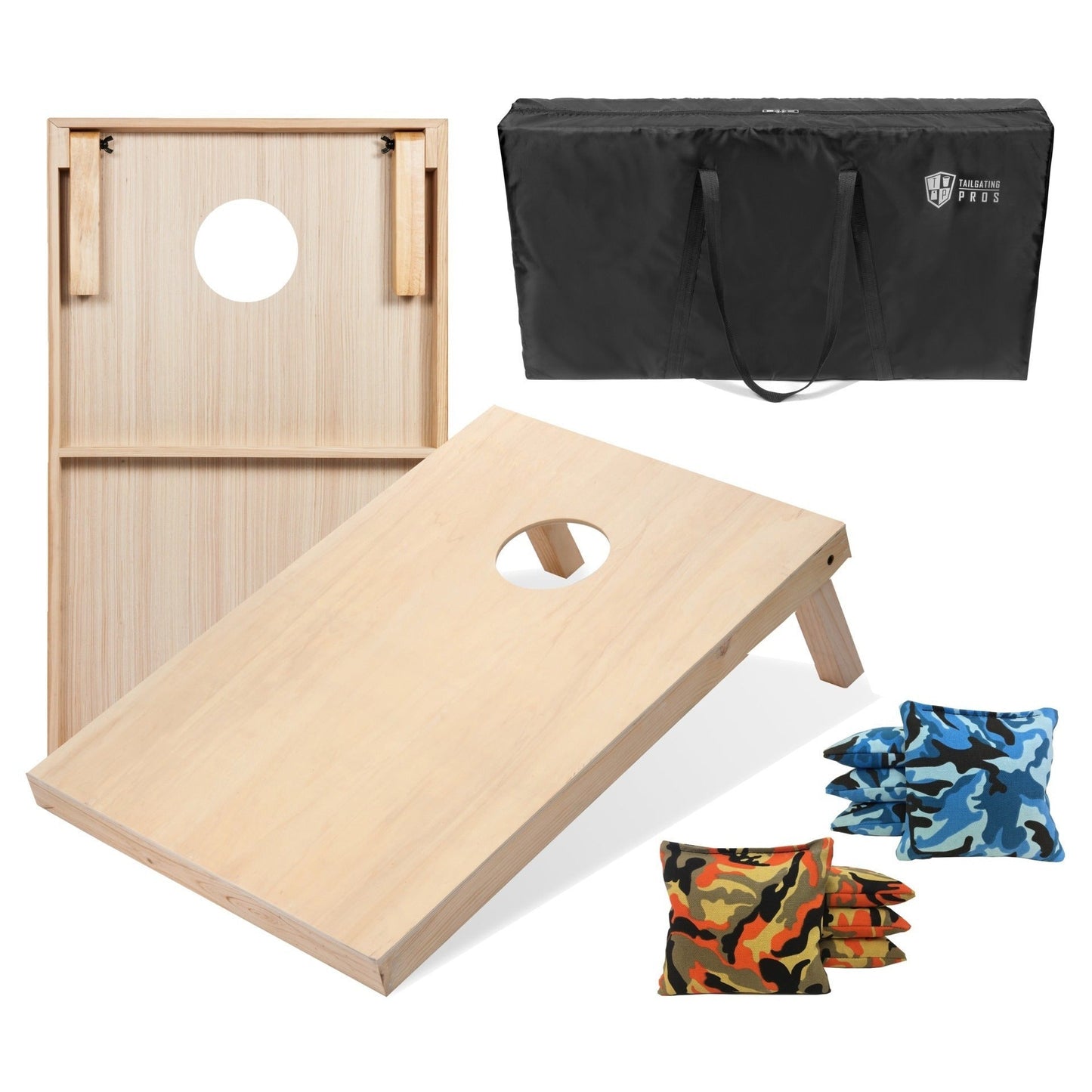 Regulation Cornhole Board Set 4x2 Solid Wood ACA Standard with 8 Bean Bags Carrying Case Tote Outdoor Yard Tailgate Party Game 13 Color
