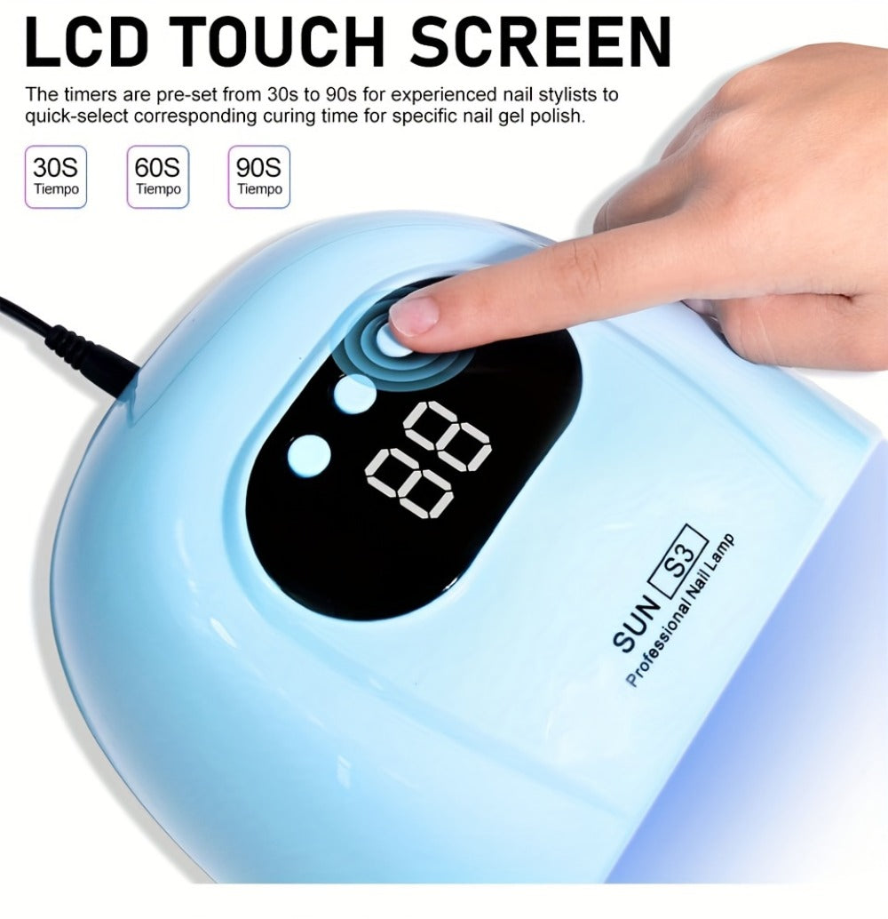 SUN S3 UV LED Nail Lamp with 24 Light Beads, 5V Input, Digital Display and Three Color Options