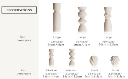 Ribbed Pillar Candles 7-Pack Large Soy Wax, Handmade Aesthetic Pillar Candle Set for Home Decor, Wedding Centerpiece