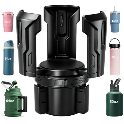 Adjustable Car Cup Holder Expander for 12–64 oz Bottles and Mugs with 2.56-Inch Base, One- or Two-Pack Options