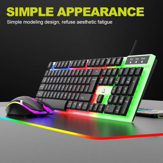 GT100 Full-Size Wired Keyboard and Mouse Set with 104-Key Layout and Black or White Color Options